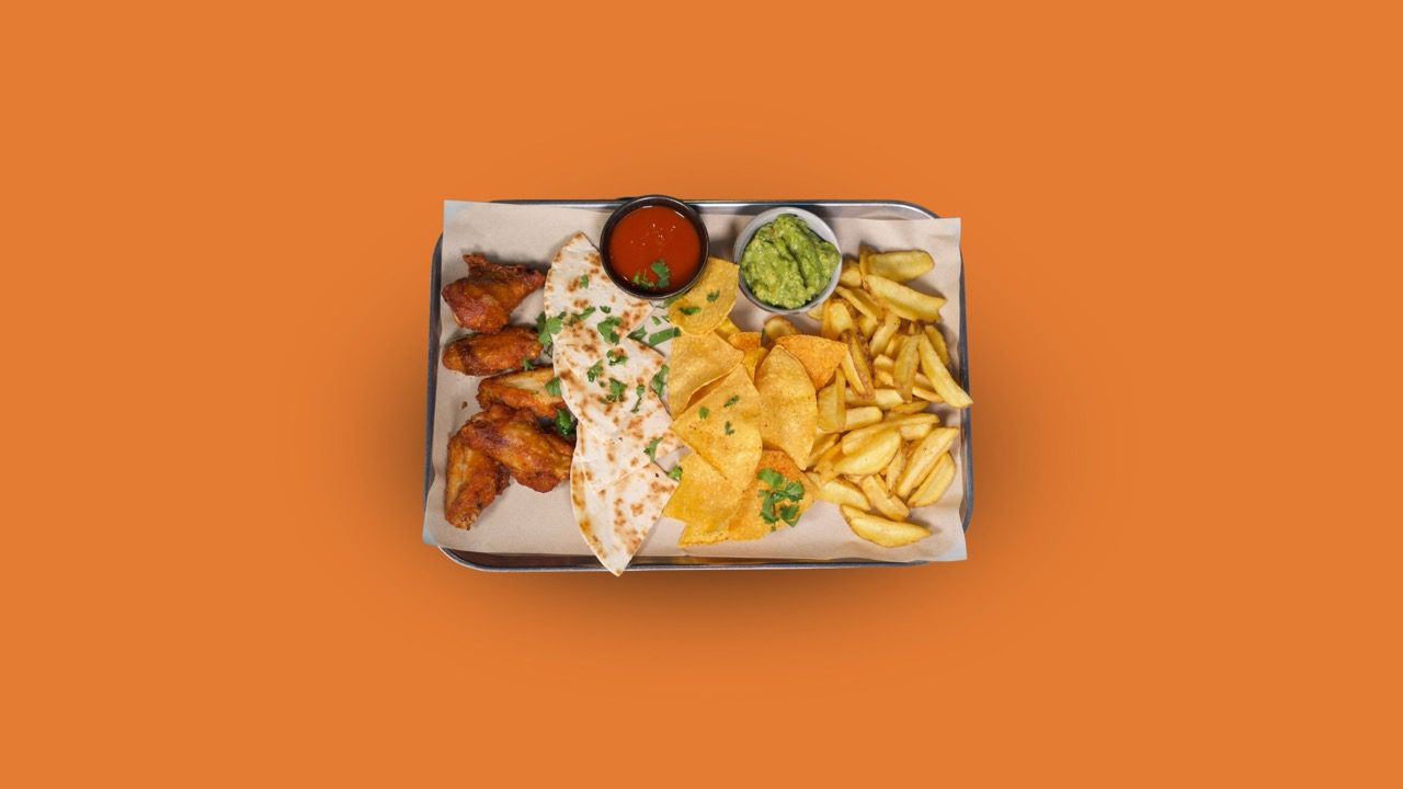 Vorspeisenvariation für Zwei mit Wings, Pommes, Quesadillas und mehr
