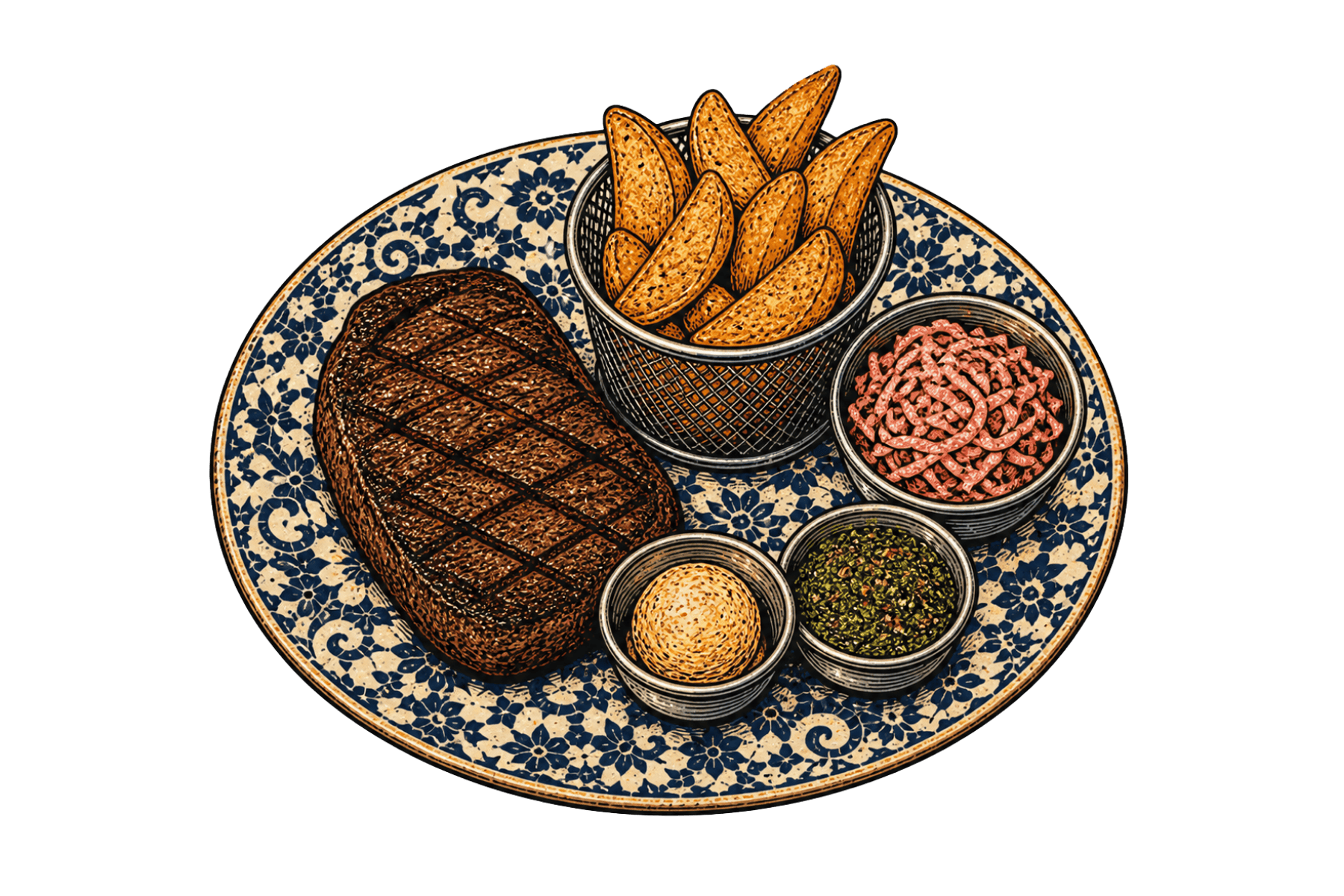 Cowboy Hüftsteak im Siebdruck-Look