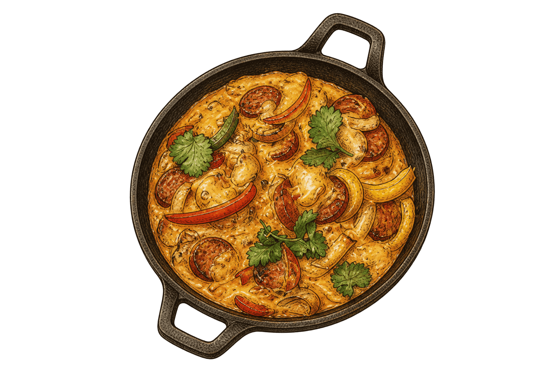 Queso Fundido mit Chorizo im Siebdruck-Look